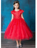 Cap Sleeves Floral Tulle Flower Girl Dress